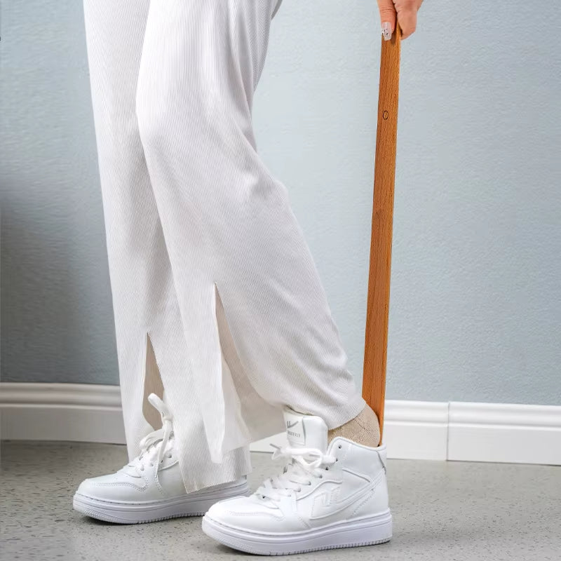 Minimalist Wooden Shoe Horn with Wall Mount