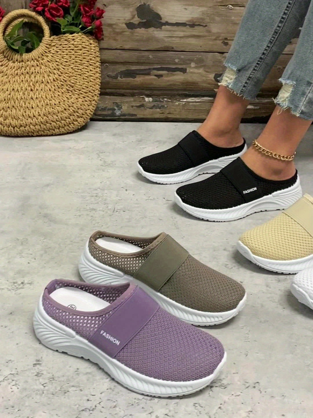 Sneakers with Slip-on Summer Design for Women with Breathable Mesh