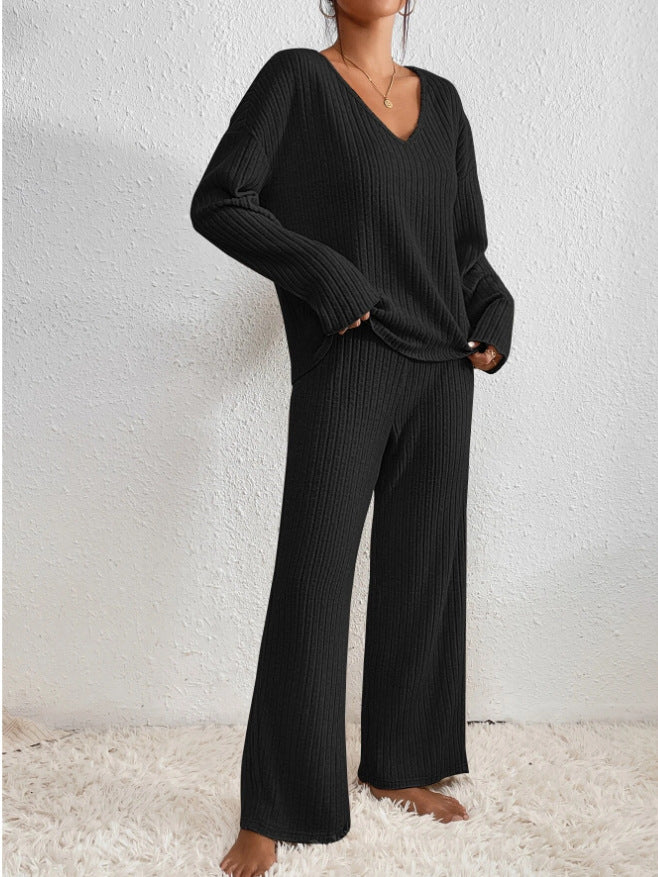 Set with Ladies Knitted Loungewear Two-Piece Soft Texture and Comfort