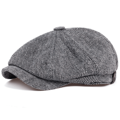 Men's Retro Flat Cap with Herringbone Pattern with Vintage Look Accessory