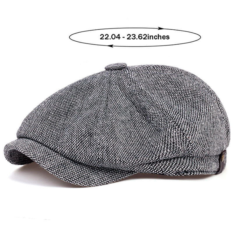Men's Retro Flat Cap with Herringbone Pattern with Vintage Look Accessory