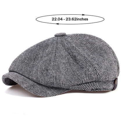 Men's Retro Flat Cap with Herringbone Pattern with Vintage Look Accessory