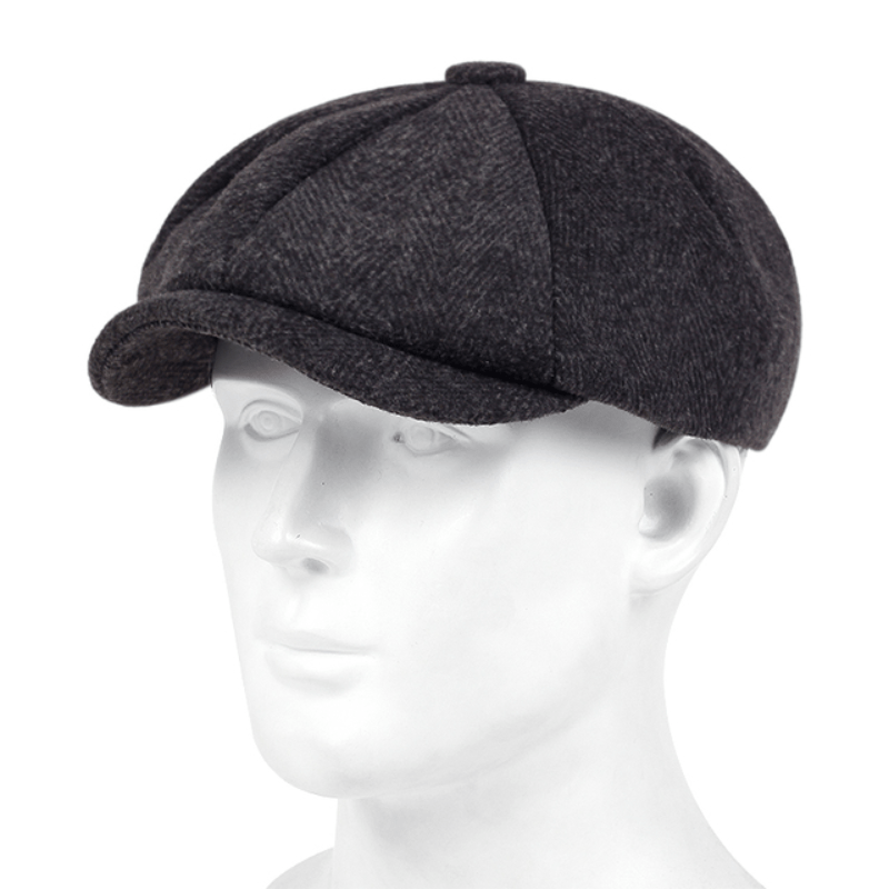 Men's Retro Flat Cap with Herringbone Pattern with Vintage Look Accessory