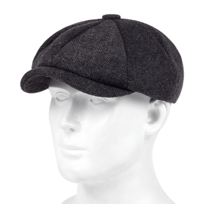 Men's Retro Flat Cap with Herringbone Pattern with Vintage Look Accessory