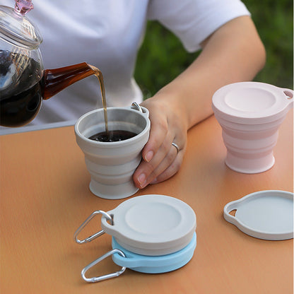 Cup with Foldable Silicone Carabiner for Portable and Durable Cup for Outdoor and Camping