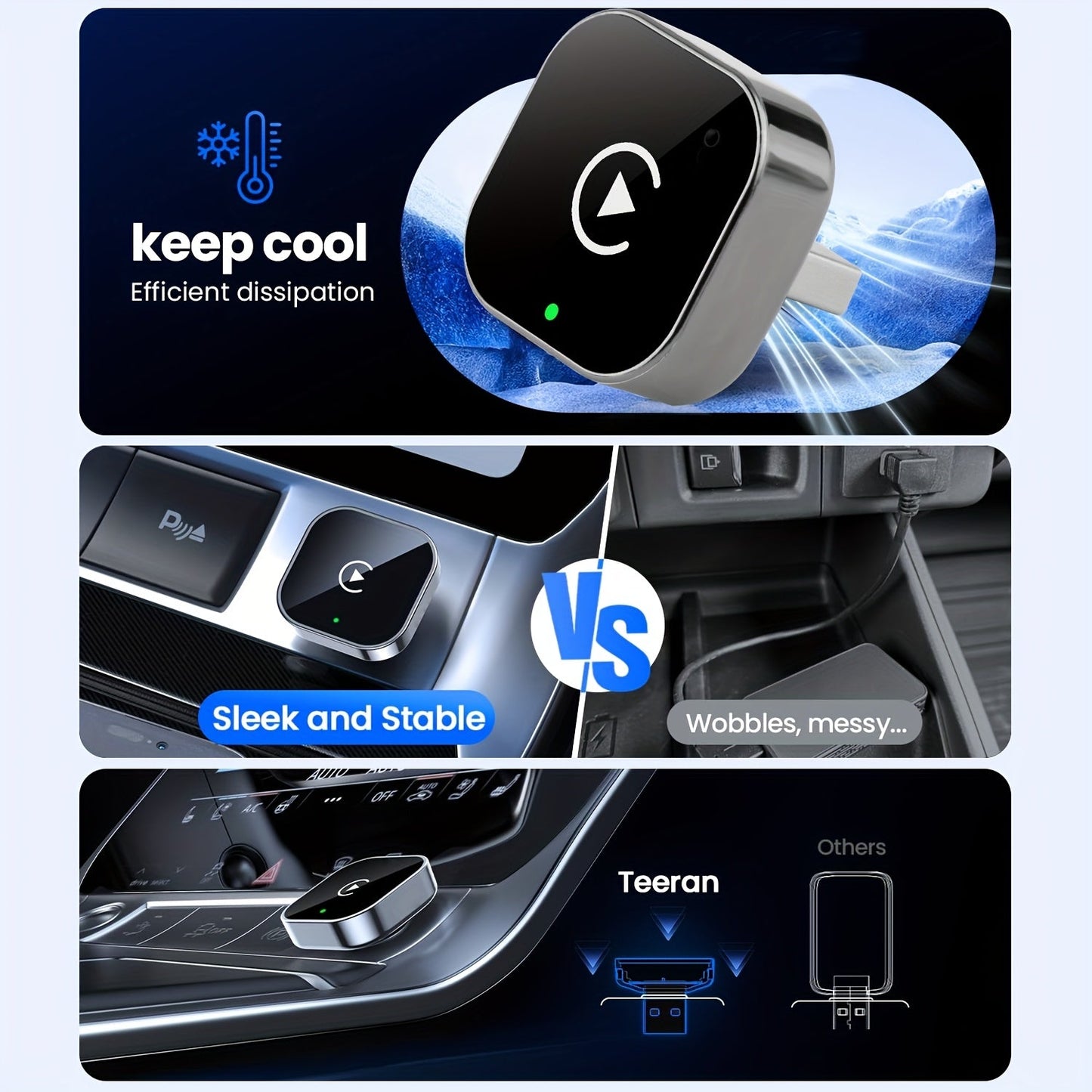 2-in-1 Wireless Carplay & Android Auto Adapter for Plug & Play Quick Connection