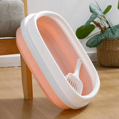 Large Open Cat Litter Tray with Raised Edge and Scoop with Minimalist and Spacious Design