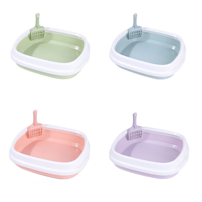 Large Open Cat Litter Tray with Raised Edge and Scoop with Minimalist and Spacious Design