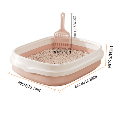 Large Open Cat Litter Tray with Raised Edge and Scoop with Minimalist and Spacious Design