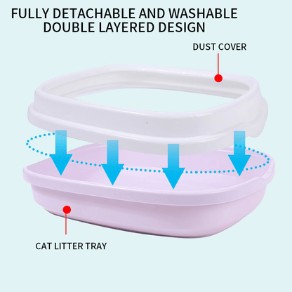 Large Open Cat Litter Tray with Raised Edge and Scoop with Minimalist and Spacious Design