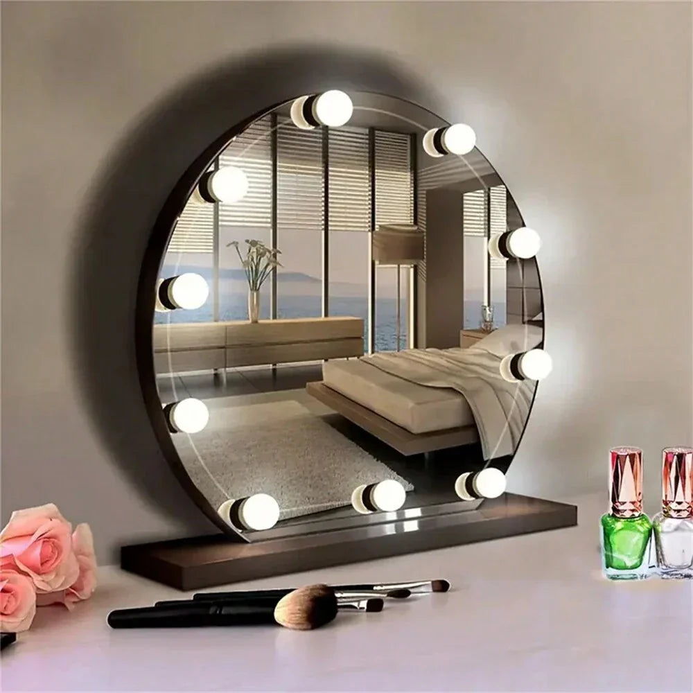 Mirror with Dimmable LED Lighting with Light Balls and Adjustable Make-Up Lighting