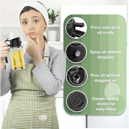 Dispenser with 2-in-1 Oil and Spray Bottle for Precise Oil Control for Kitchen and BBQ