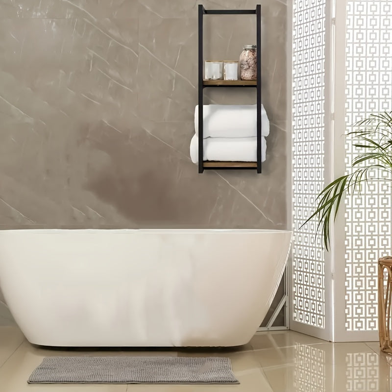 Rack Space-Saving Towel for a Tidy Bathroom