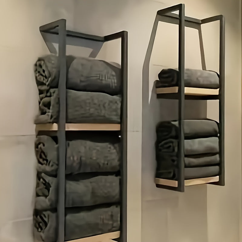 Rack Space-Saving Towel for a Tidy Bathroom