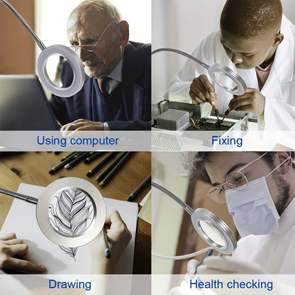 Glass with LED Magnifying Lamp with Clamp for Perfect for Hands-Free Work and Precision