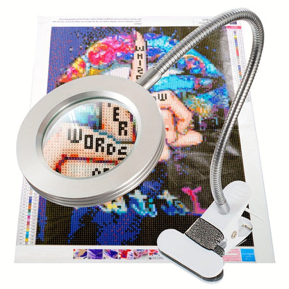 Glass with LED Magnifying Lamp with Clamp for Perfect for Hands-Free Work and Precision