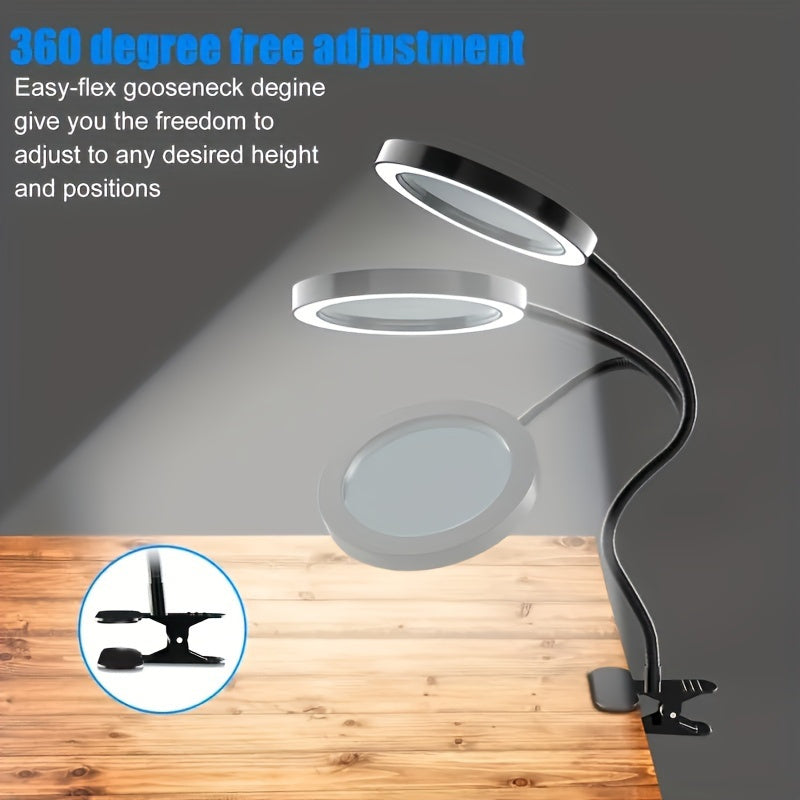 Glass with LED Magnifying Lamp with Clamp for Perfect for Hands-Free Work and Precision