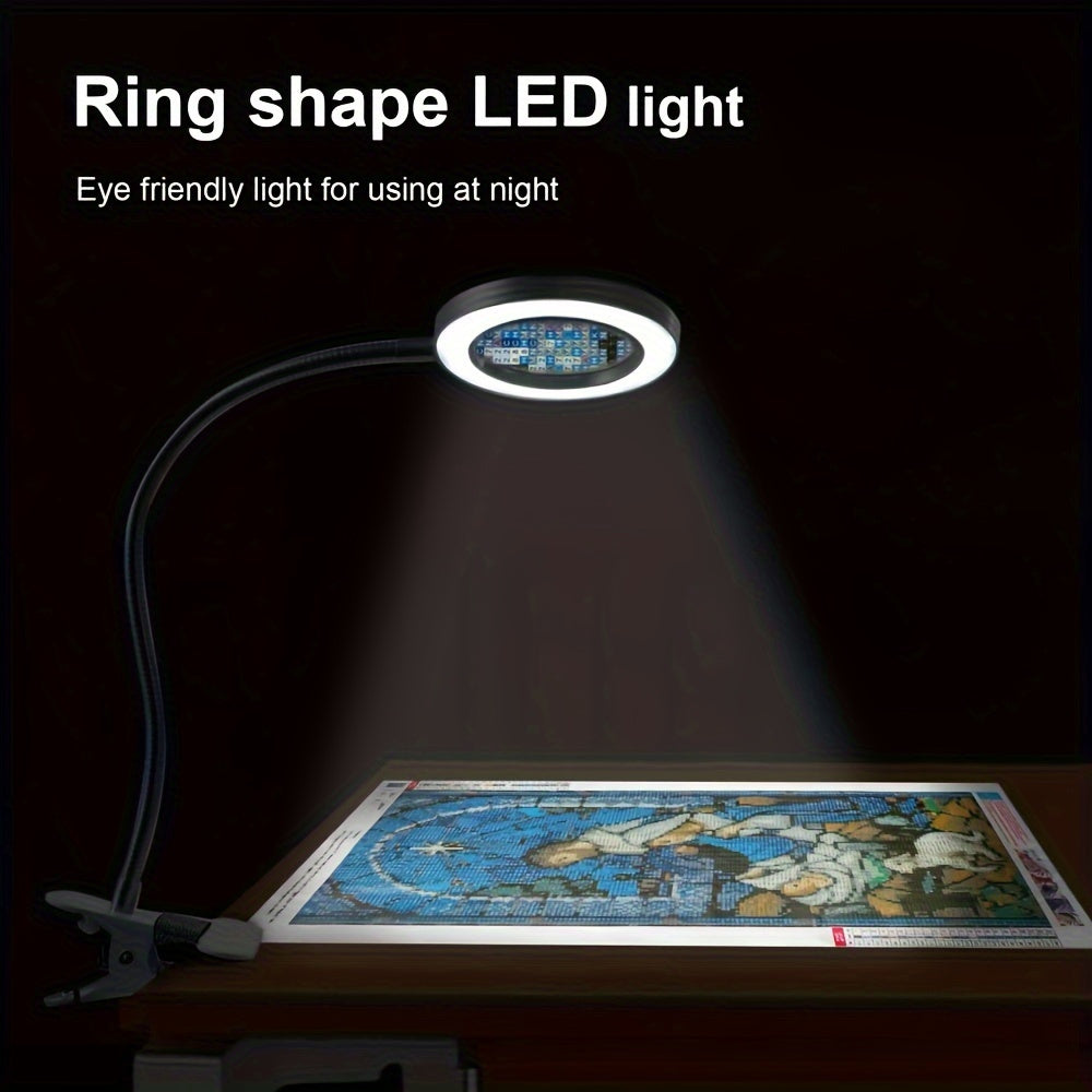 Glass with LED Magnifying Lamp with Clamp for Perfect for Hands-Free Work and Precision