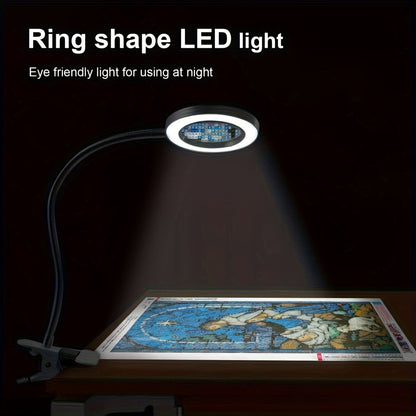 Glass with LED Magnifying Lamp with Clamp for Perfect for Hands-Free Work and Precision