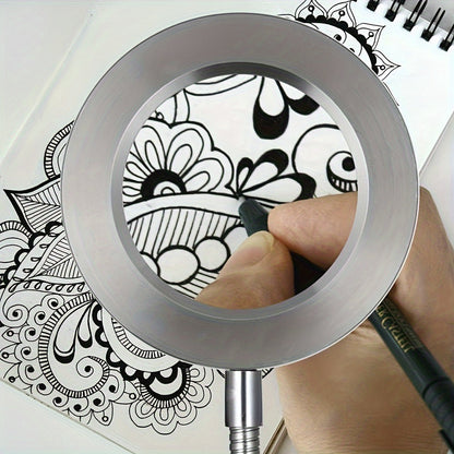 Glass with LED Magnifying Lamp with Clamp for Perfect for Hands-Free Work and Precision