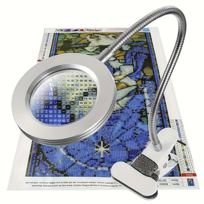 Glass with LED Magnifying Lamp with Clamp for Perfect for Hands-Free Work and Precision