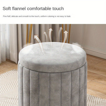 Nordic Chic Storage Ottoman with Stylish Round Pouf with Storage and Mirror Finish