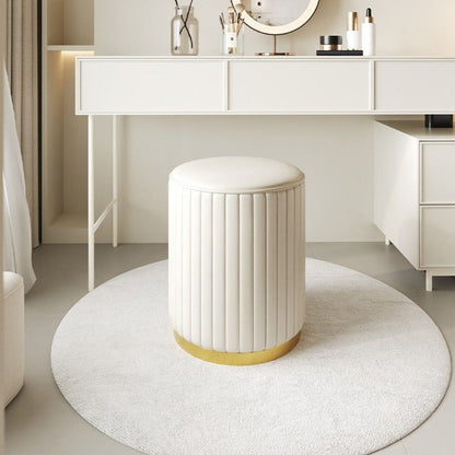 Nordic Chic Storage Ottoman with Stylish Round Pouf with Storage and Mirror Finish