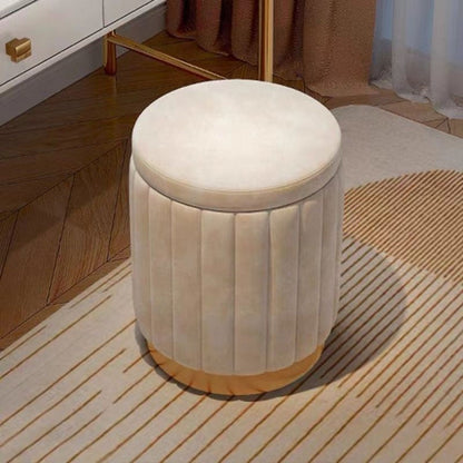 Nordic Chic Storage Ottoman with Stylish Round Pouf with Storage and Mirror Finish