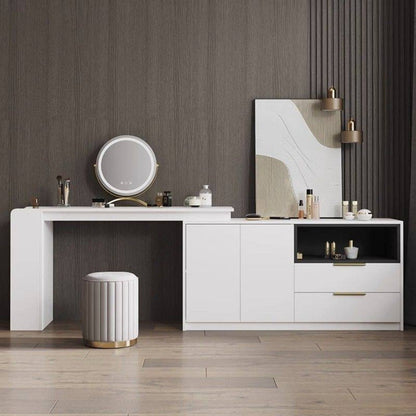 Nordic Chic Storage Ottoman with Stylish Round Pouf with Storage and Mirror Finish