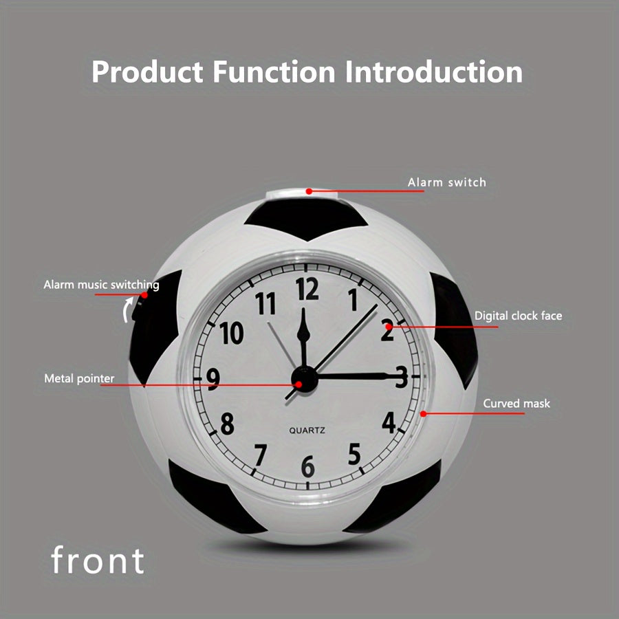 Clock with Creative Football-Shaped Alarm Design with Music and Unique Design for Young and Old