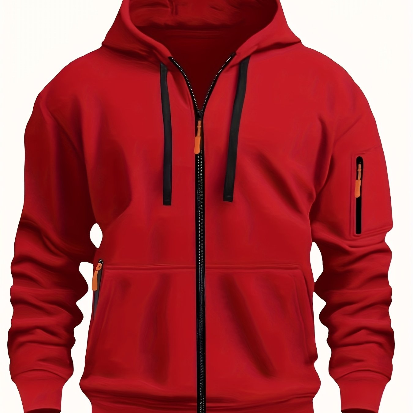 Men's Zip-Up Hoodie with Hood for Casual Outdoor Sweatshirt