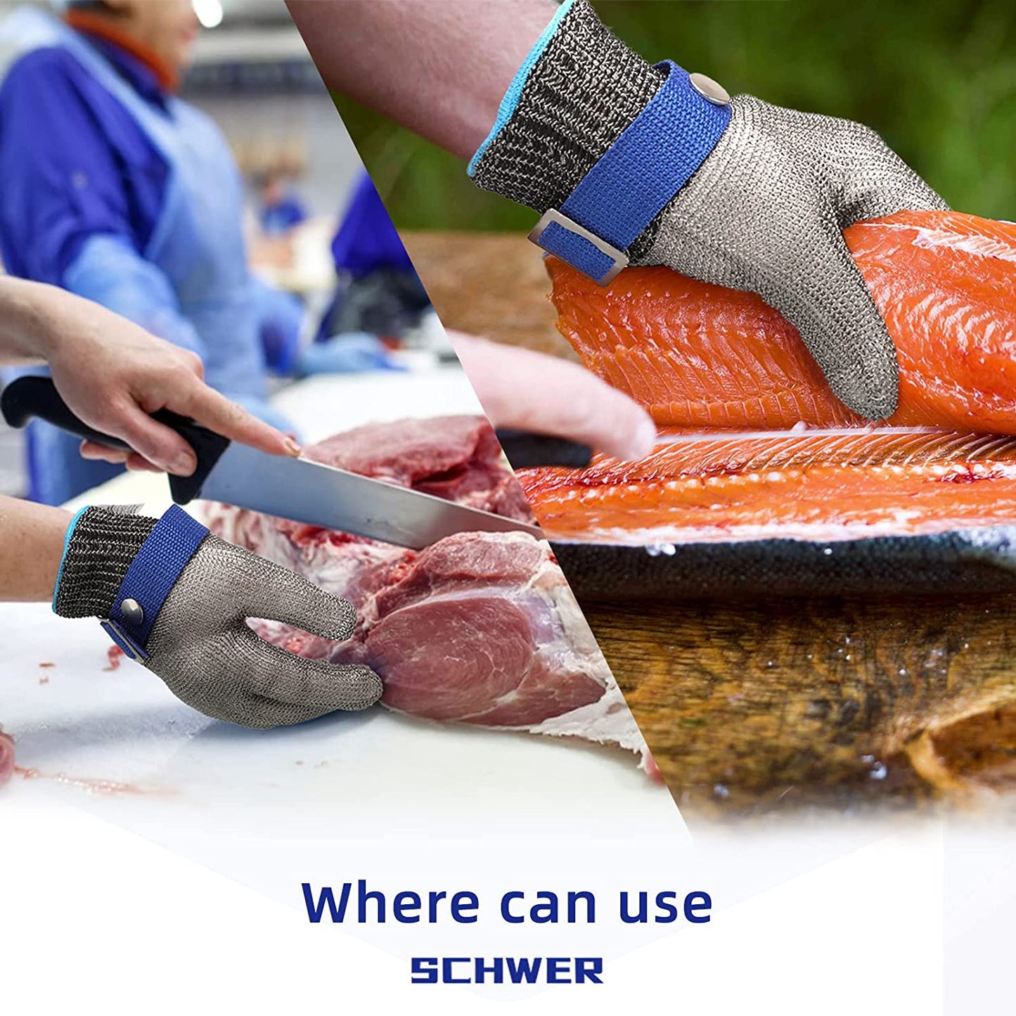Glove with Cut-Resistant Stainless Steel Design for Kitchen Meat Processing and Oysters