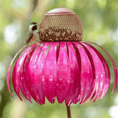 Decorative Bird Feeder House for Garden with Metal Flower Design and Durable