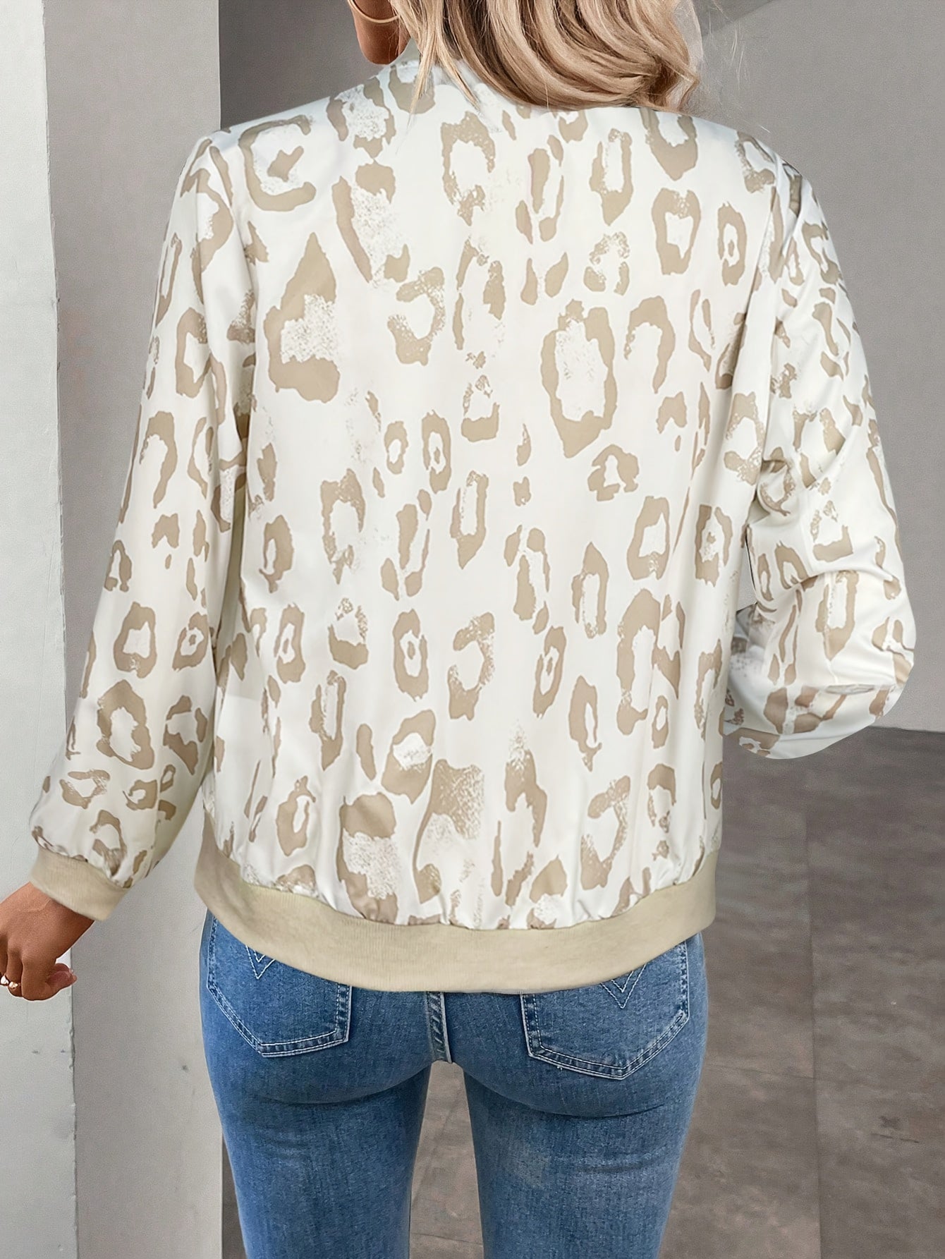 Ladies' Summer Jacket with Leopard Print and Zip