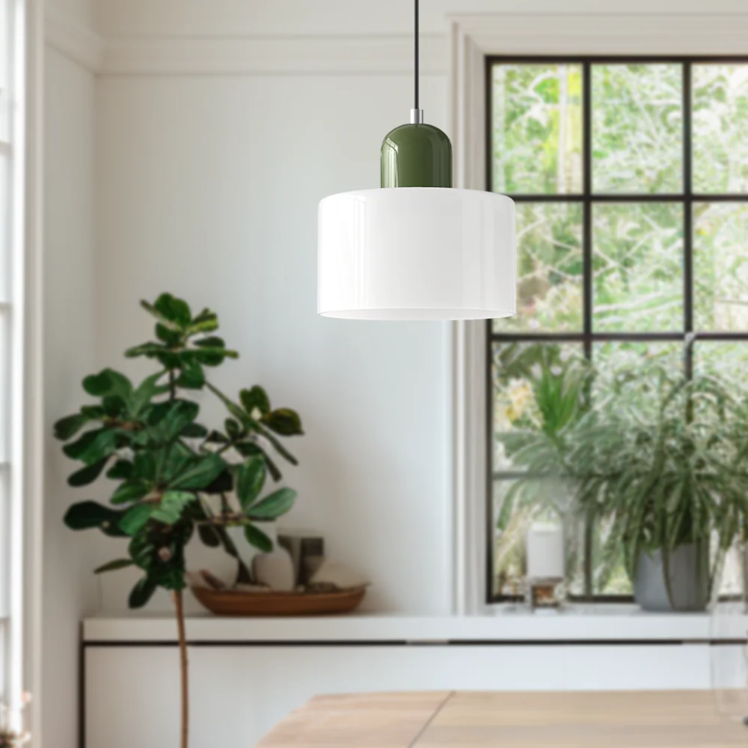 Glass with Retro Pendant Lamp with Shade and Adjustable Cord for a Warm Atmosphere