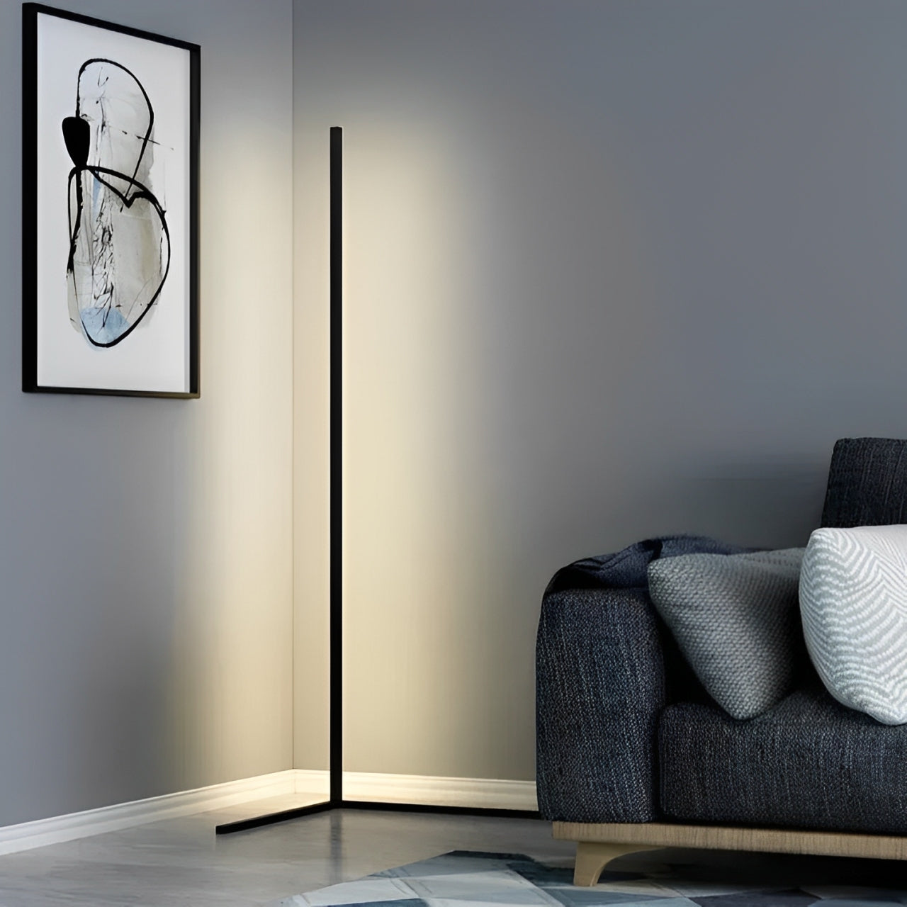 Light with Minimalist LED Floor Lamp with Dimmable Settings and Modern Linear Design