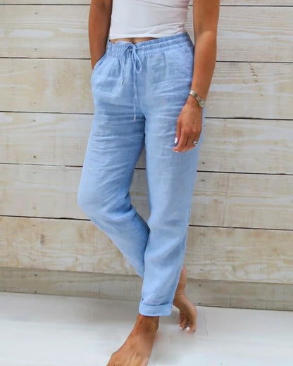 Linen Pants Women with Elastic Waist and Comfortable Fit
