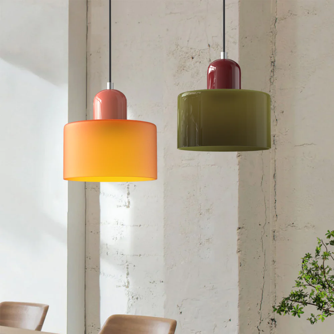 Glass with Retro Pendant Lamp with Shade and Adjustable Cord for a Warm Atmosphere