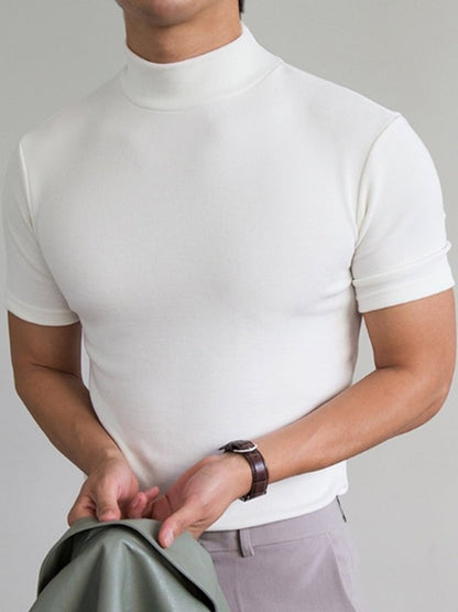 Men's Slim Fit T-Shirt with High Collar and Modern Fit