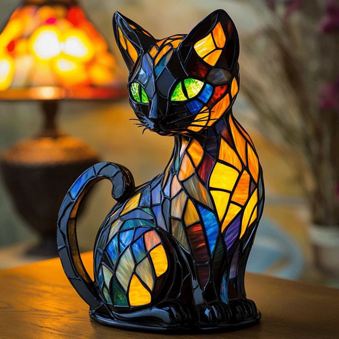 Light Decorative Cat Lamp with Mosaic Design and Warm Ambient for Stylish Home Decoration