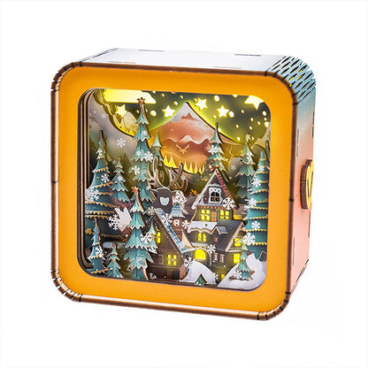 Light with Atmospheric 3D Christmas House Scale for Warm LED Light and Unique Decoration