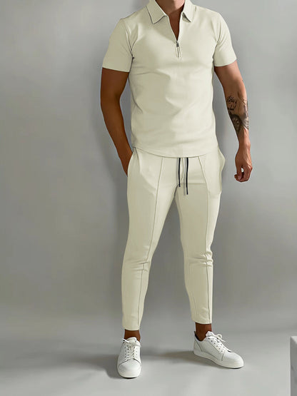 Set with Men's Summer Polo and Jogging Trousers in Polyester