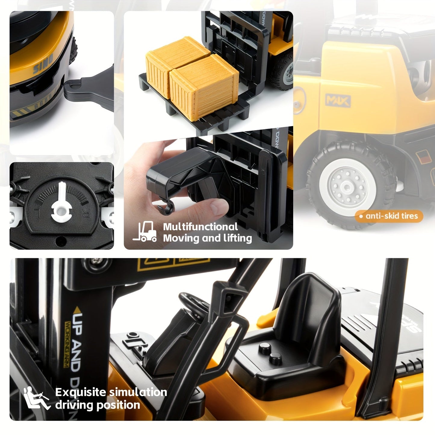 Heavy Duty Remote Control Forklift for 1:24 Scale with Lights & Trailer
