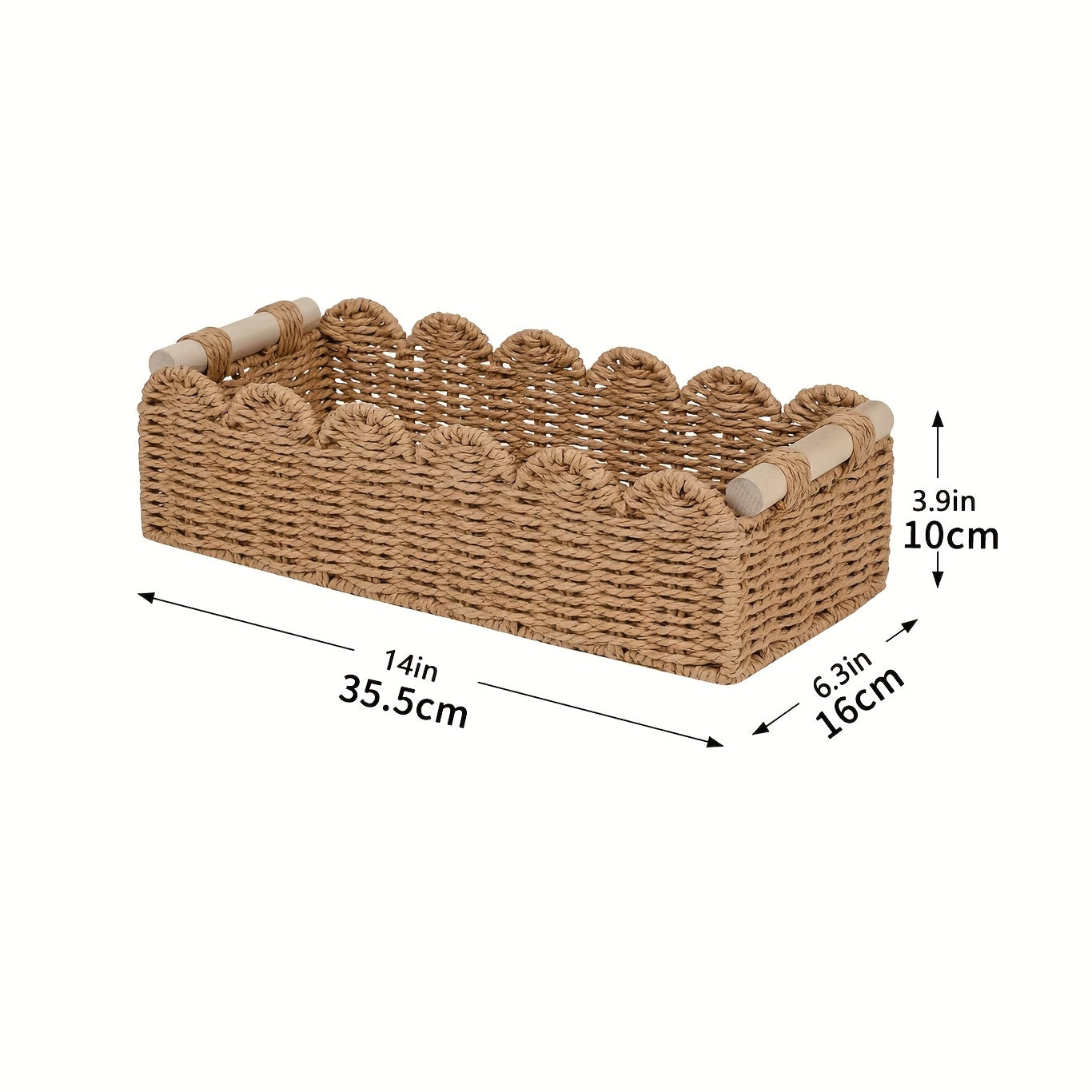 Storage Basket with Boho Woven Fan Edge for Decorative and Practical for Any Interior