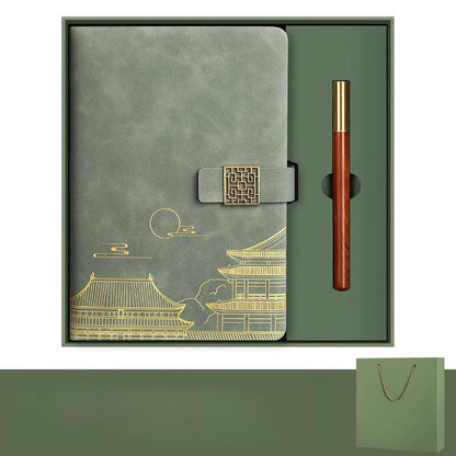 Set with Exclusive Gift Forbidden City for Notebook, Thermos Bottle, and Pen in Box