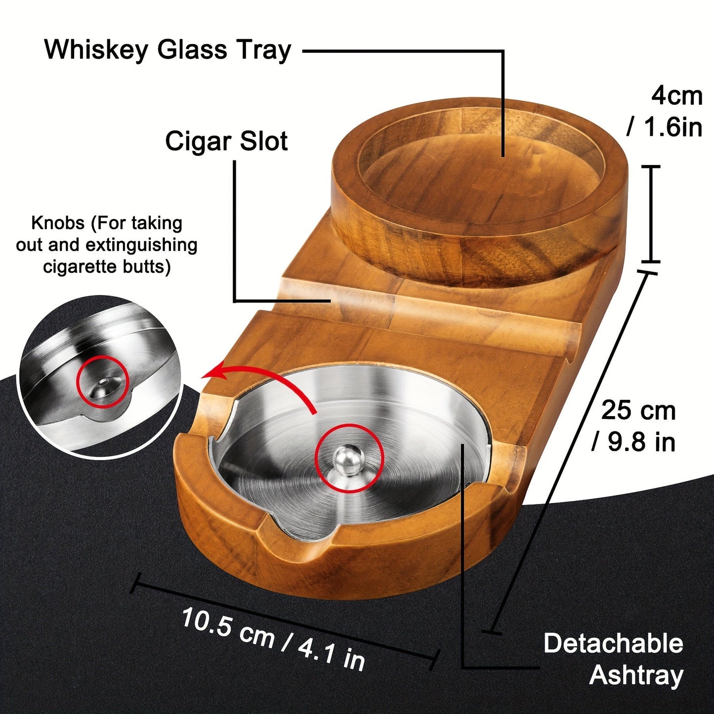 Whiskey Glass with Creative Cigar Ashtray and Tray