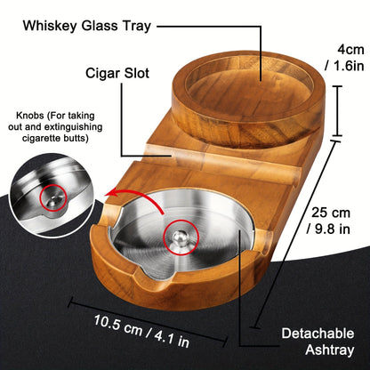 Whiskey Glass with Creative Cigar Ashtray and Tray