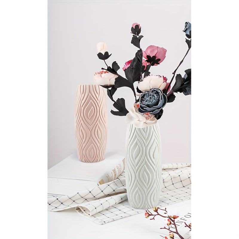 Vase with Decorative Plastic Geometric Relief for Modern and Unbreakable