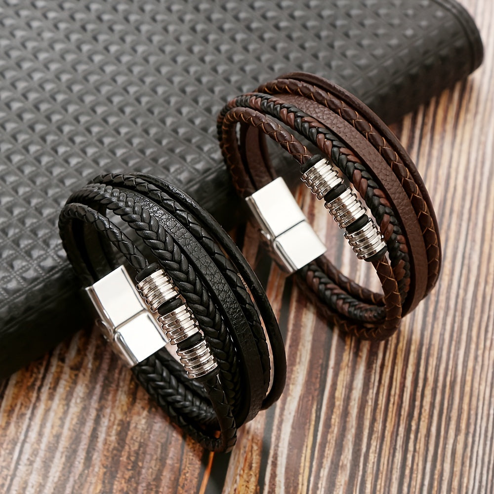 Bracelet Refined Woven Leather for the Stylish Man