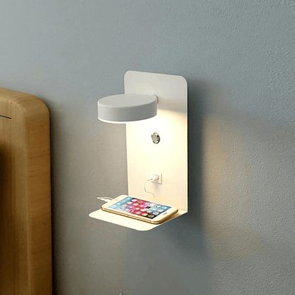 Wall Lamp with Multifunctional LED Shelf for Rotatable and with USB Charger